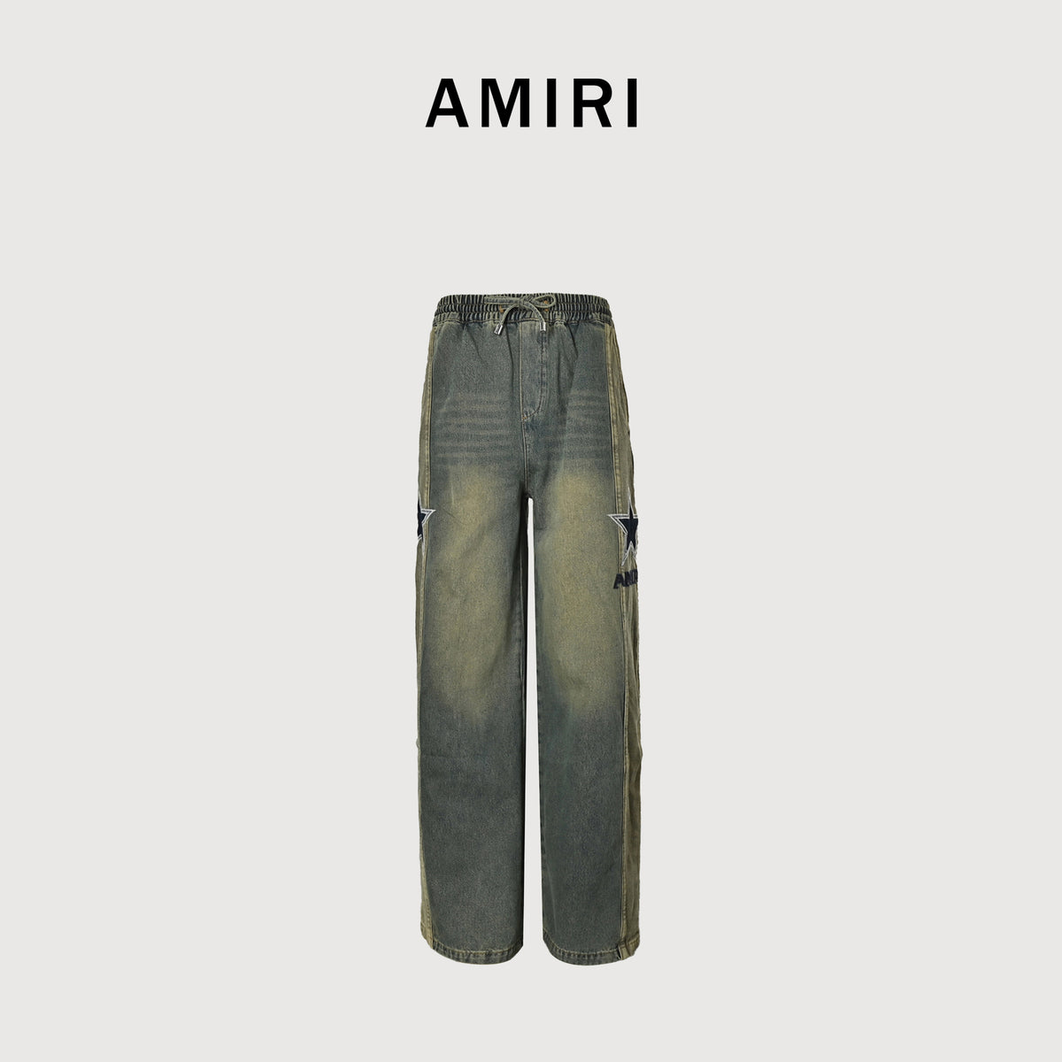 AMIRI Five-Star Embroidered Washed Wide-Leg Denim Jeans – Unisex NP5600617