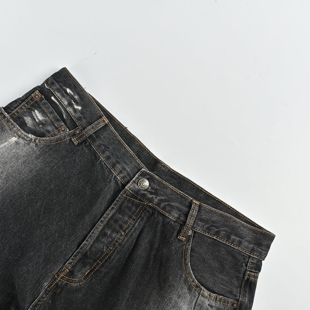 Acne Studios Paint-Spray Ink-Splash Distressed Wide-Leg Denim Jeans – Unisex NP5800415