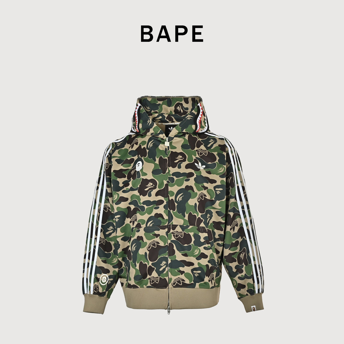 Adidas Originals × BAPE Shark Track Hoodie Jacket – ABC Camo Green KF4916