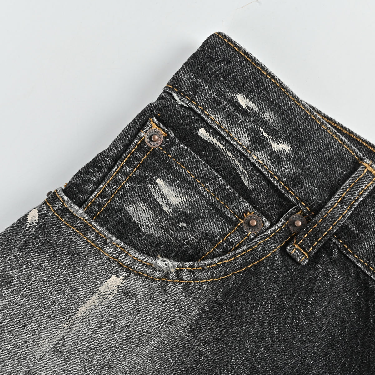 Acne Studios Paint-Spray Ink-Splash Distressed Wide-Leg Denim Jeans – Unisex NP5800415