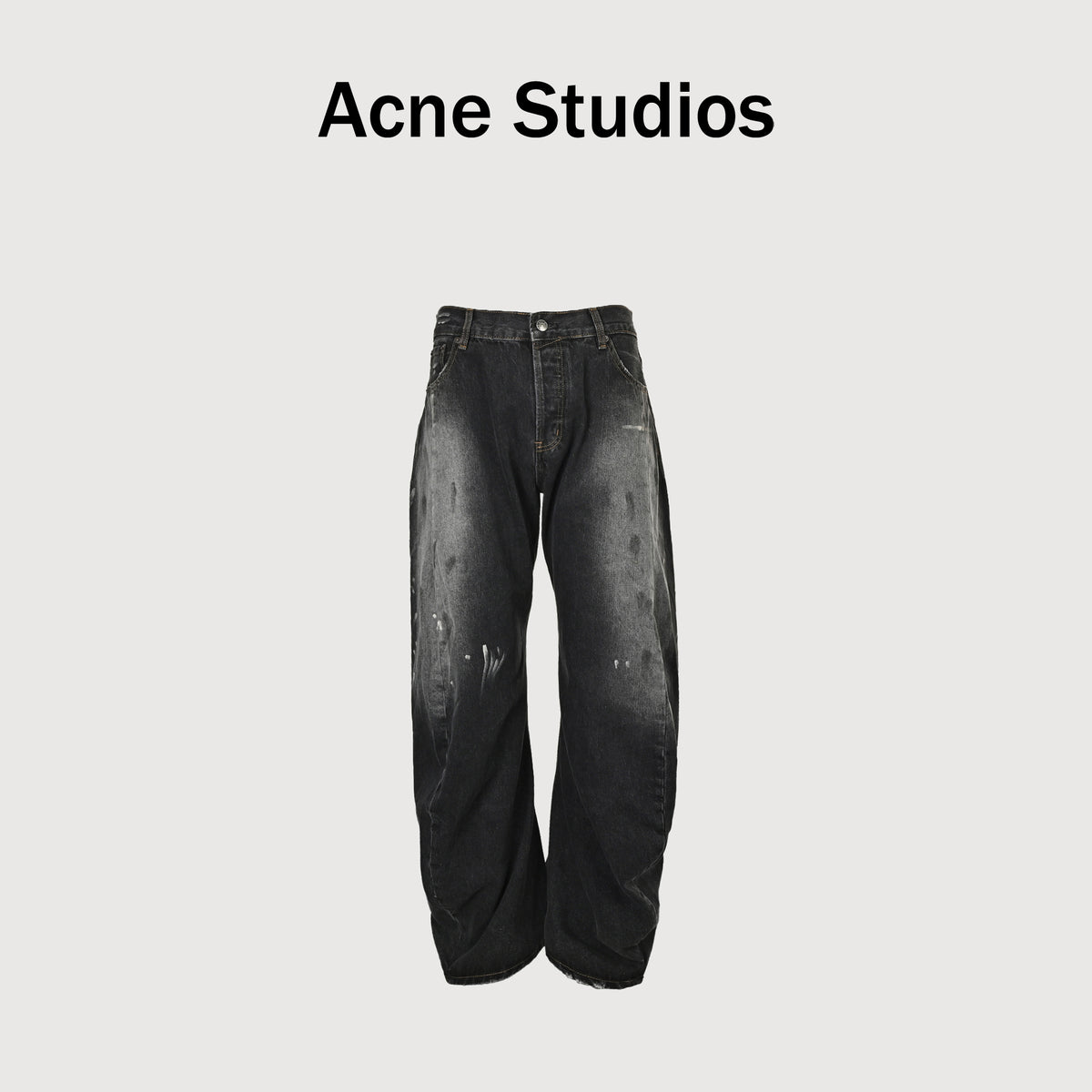 Acne Studios Paint-Spray Ink-Splash Distressed Wide-Leg Denim Jeans – Unisex NP5800415