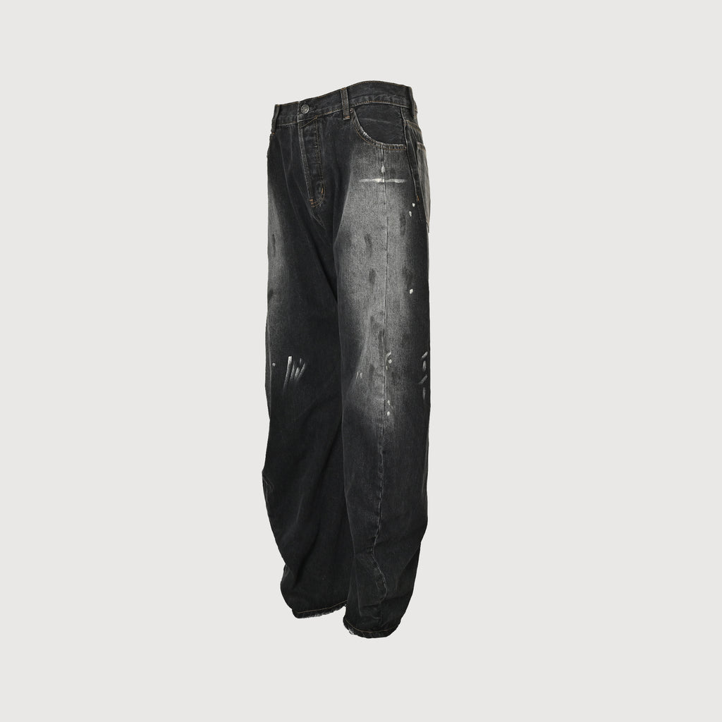 Acne Studios Paint-Spray Ink-Splash Distressed Wide-Leg Denim Jeans – Unisex NP5800415