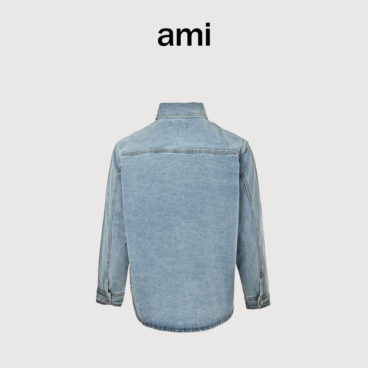 AMI Paris Heart Embroidered Vintage-Washed Denim Shirt – Unisex HH4800716
