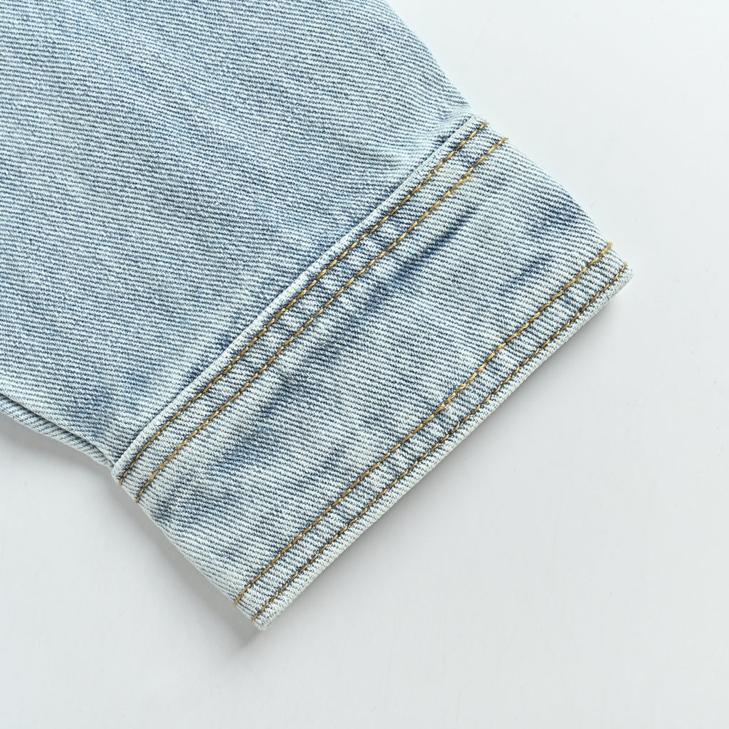 AMI Paris Heart Embroidered Vintage-Washed Denim Shirt – Unisex HH4800716