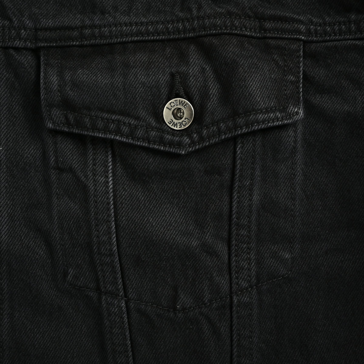 LOEWE Sleeve-Embroidered Denim Jacket — Black
