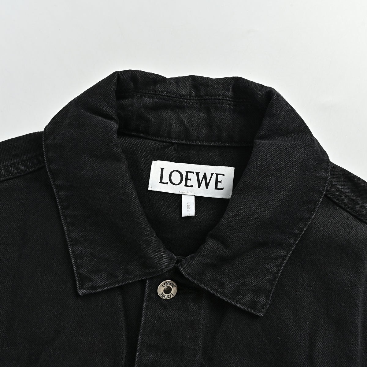 LOEWE Sleeve-Embroidered Denim Jacket — Black
