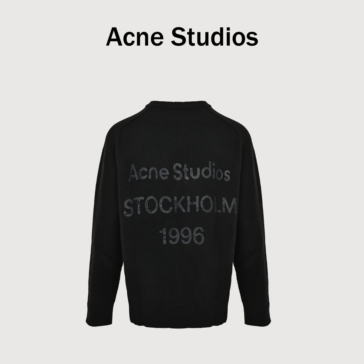 Acne Studios FW25 1996 Yak-Wool Blend Distressed-Back Crewneck Sweater – Black B60400-AX0