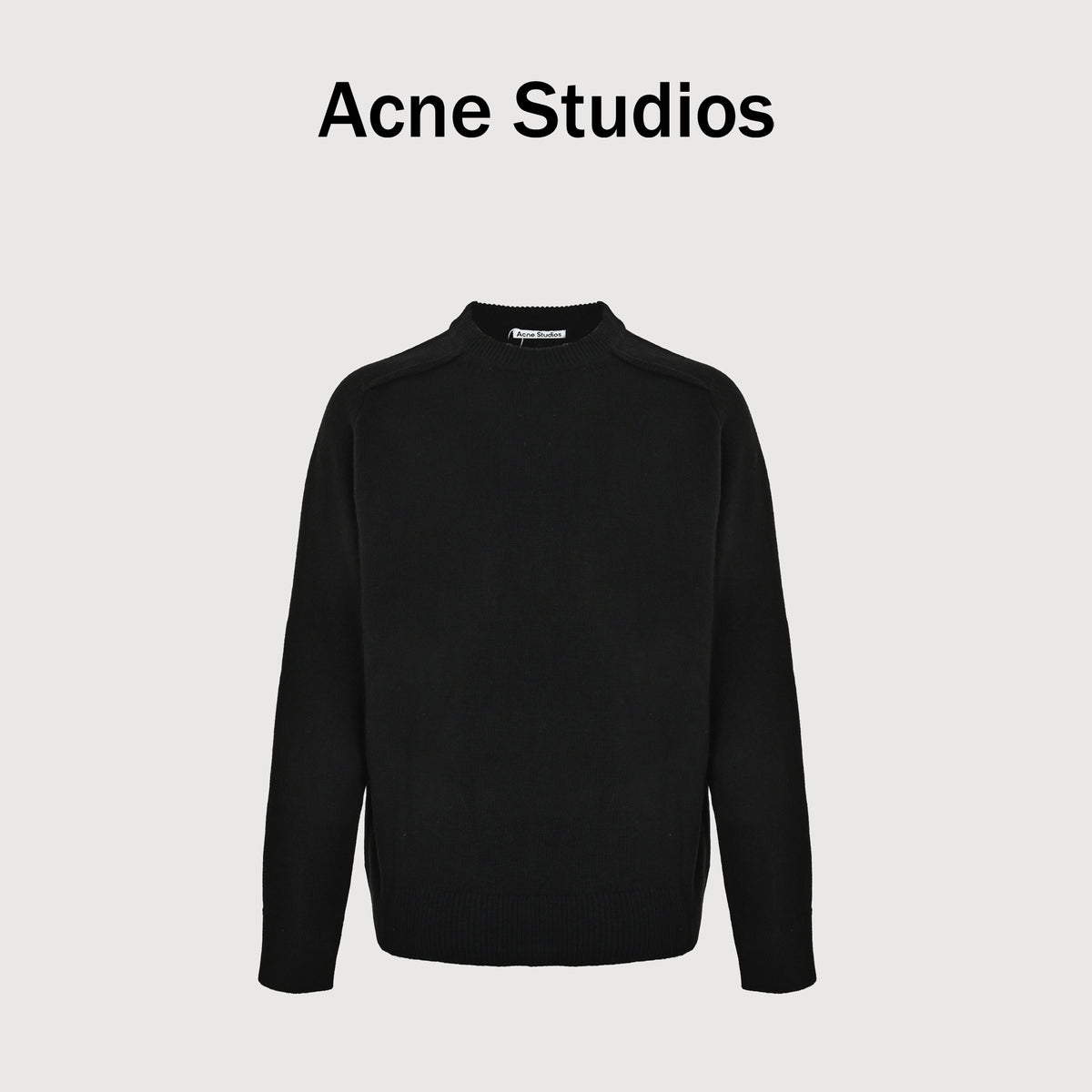 Acne Studios FW25 1996 Yak-Wool Blend Distressed-Back Crewneck Sweater – Black B60400-AX0