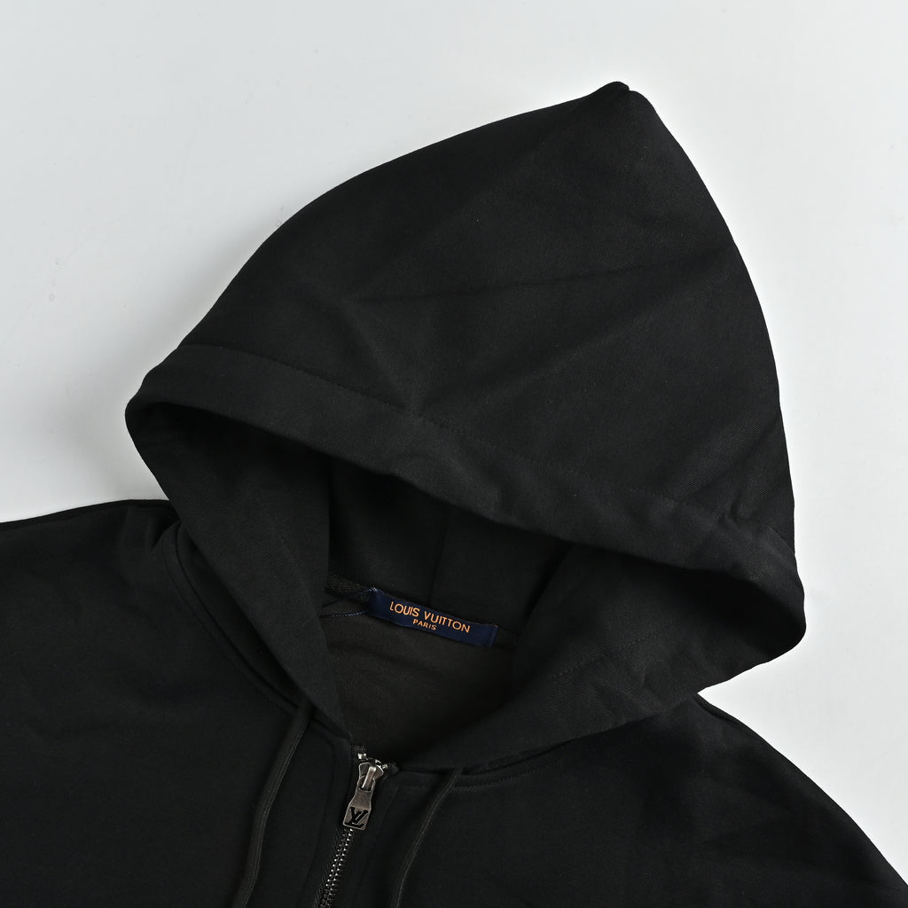 Louis Vuitton LV Metal Logo Zip-Through Hoodie Jacket – Black – Unisex