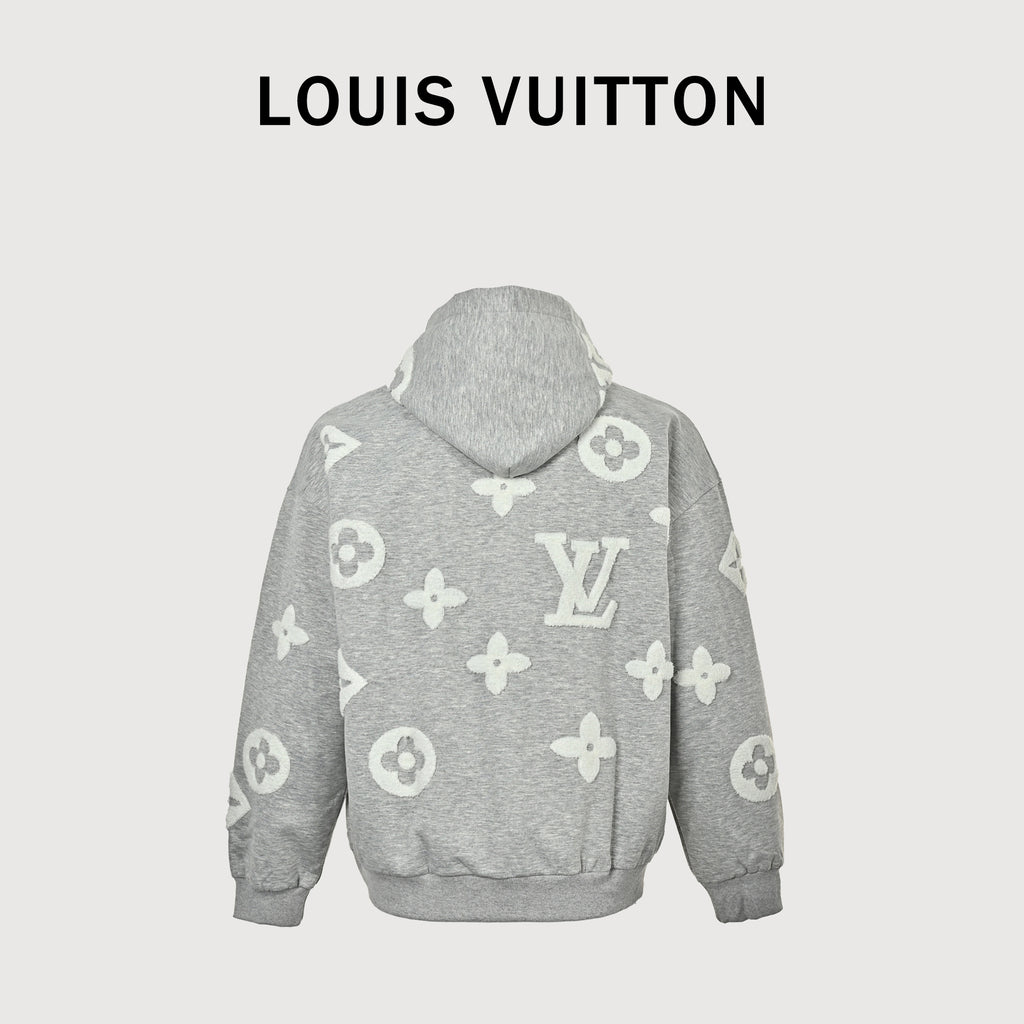 Louis Vuitton LV All-Over Monogram Towel Embroidery Zip-Through Hoodie Jacket – Grey – Unisex  SG6000904