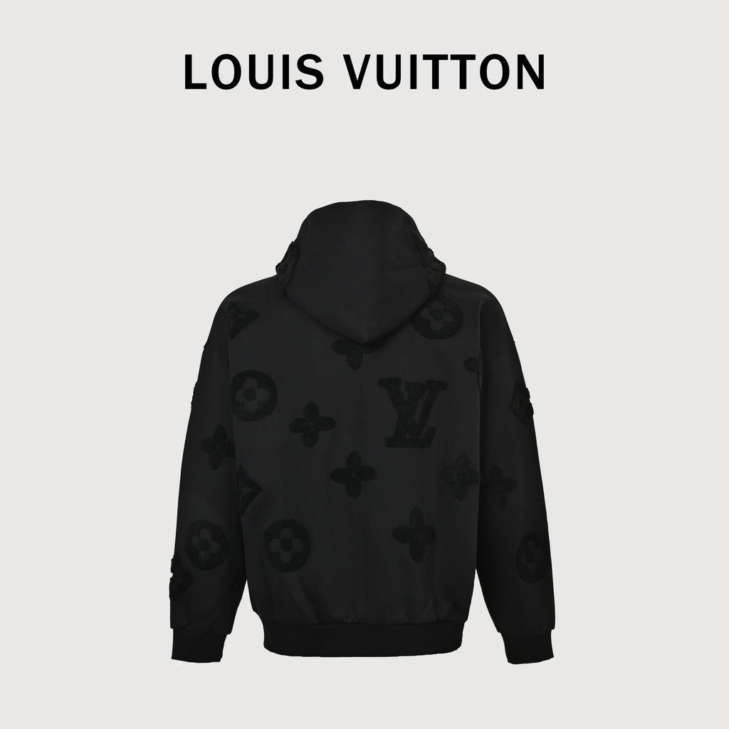 Louis Vuitton LV All-Over Monogram Towel Embroidery Zip-Through Hoodie Jacket – Black – Unisex SG6000904-BLK
