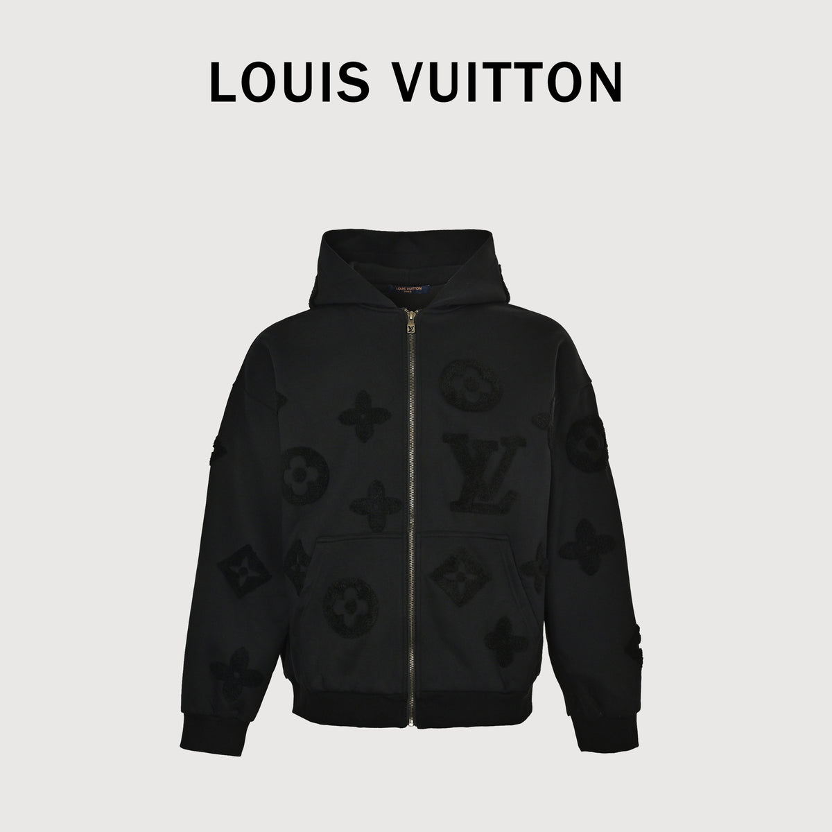 Louis Vuitton LV All-Over Monogram Towel Embroidery Zip-Through Hoodie Jacket – Black – Unisex SG6000904-BLK