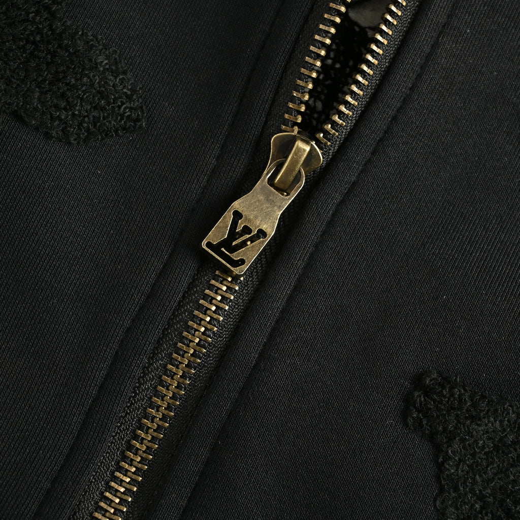 Louis Vuitton LV All-Over Monogram Towel Embroidery Zip-Through Hoodie Jacket – Black – Unisex SG6000904-BLK
