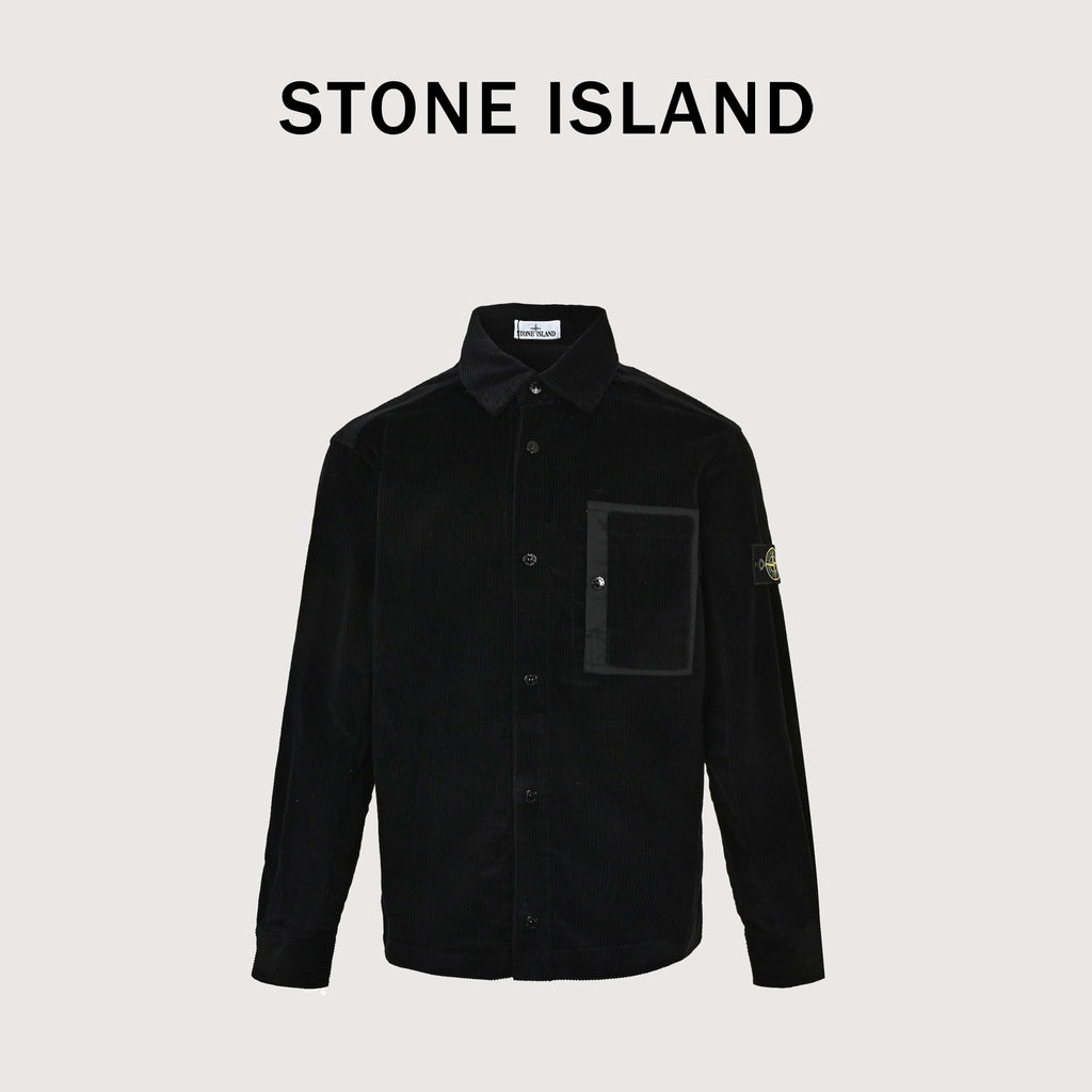 Stone Island Sleeve Badge Chest-Pocket Corduroy Shirt-Jacket – Black – UnisexL2S151200016S0212V0029