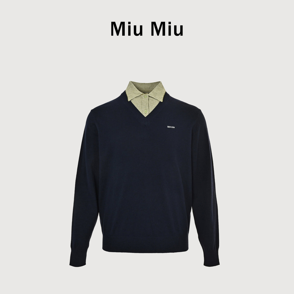 Miu Miu Pearl-Button Relaxed Long-Sleeve Wool-Cashmere-Silk Knit – Navy – Women’sMML07M-6061-F0UXL-S-OOO