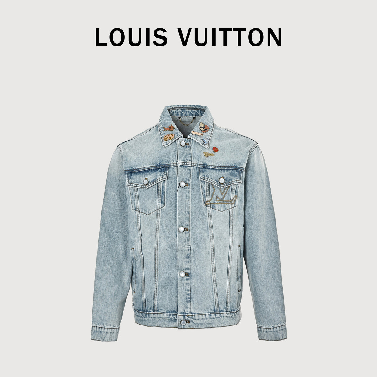 Louis Vuitton FW26 Qixi Limited CVD-Washed Denim Trucker Jacket – Light Blue1AKOST