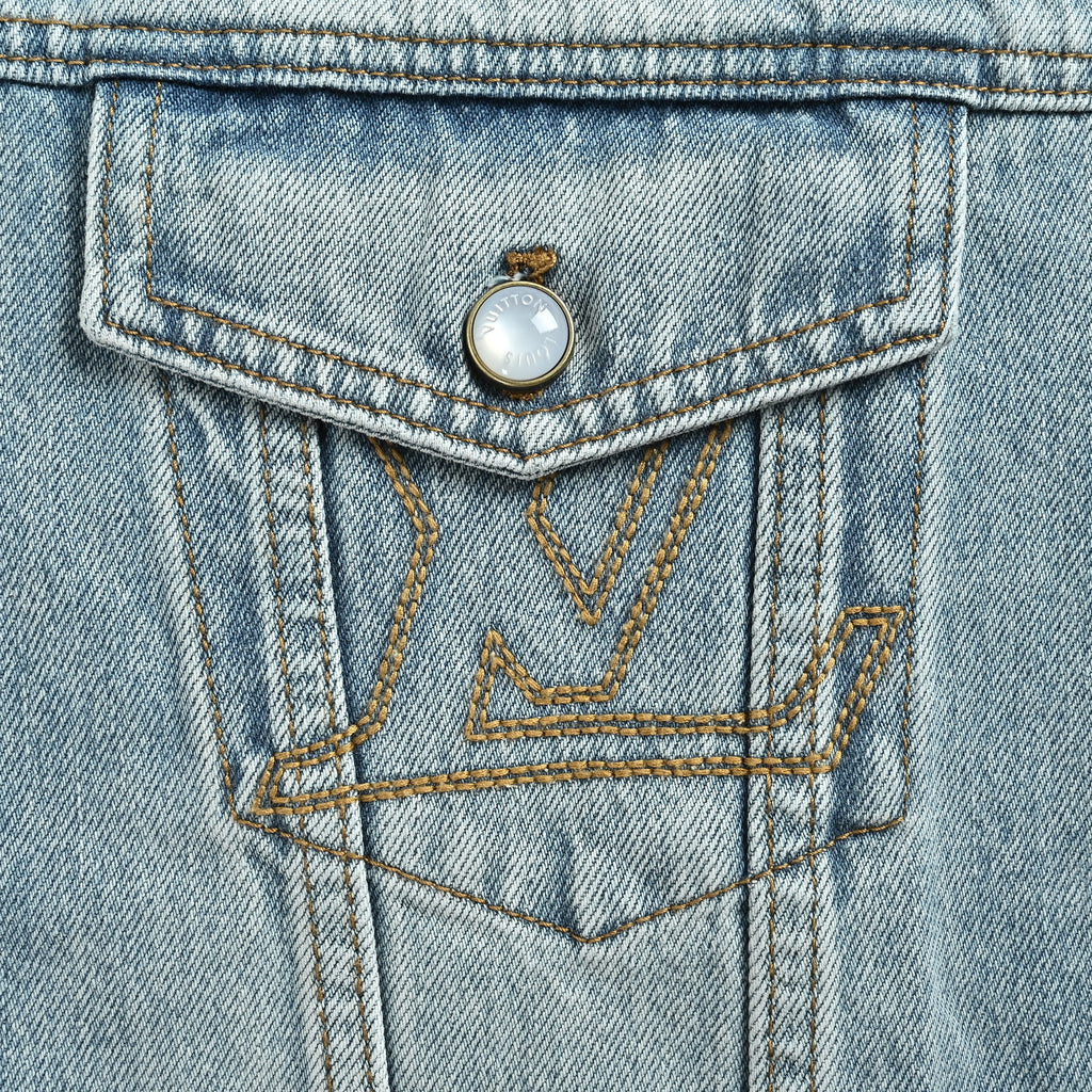 Louis Vuitton FW26 Qixi Limited CVD-Washed Denim Trucker Jacket – Light Blue1AKOST