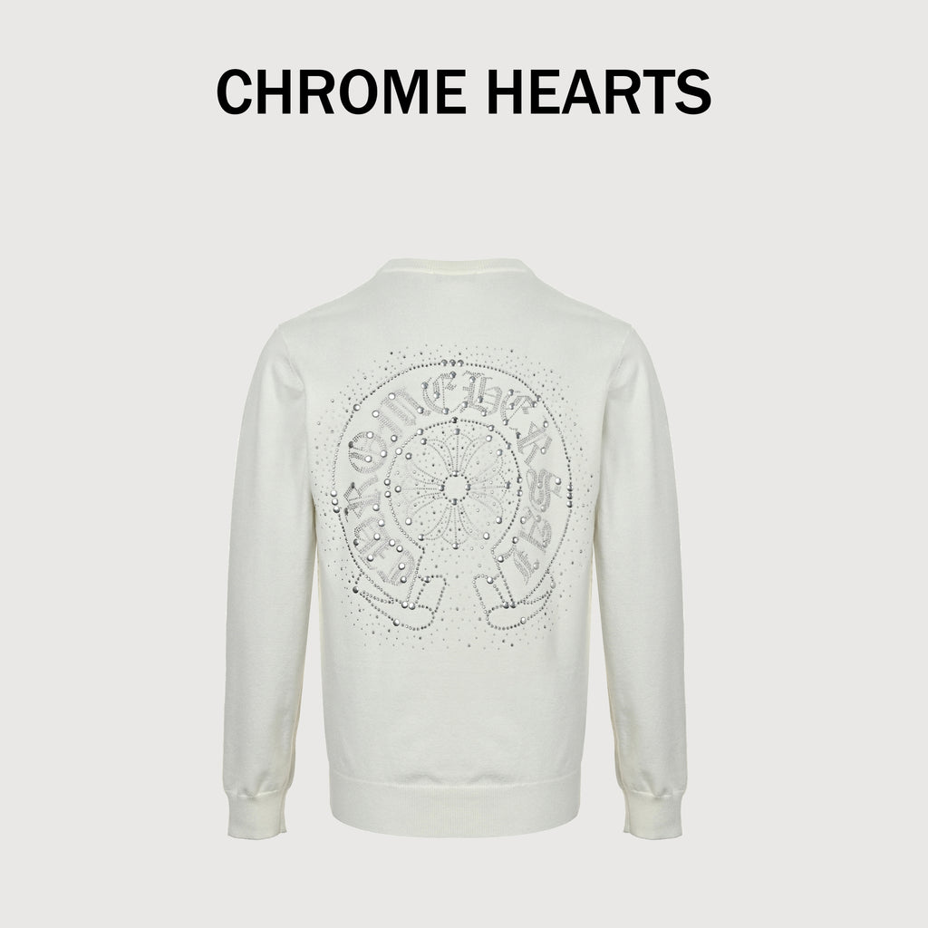 Chrome Hearts Hot-Fix Rhinestone Logo Knit Sweater – Creamxbk5200915
