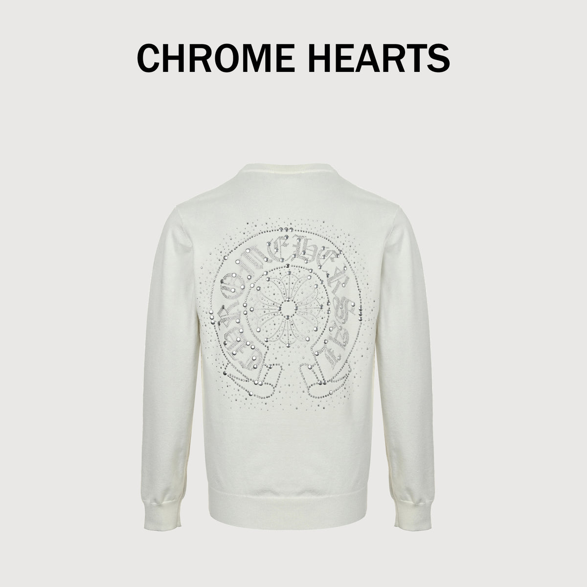Chrome Hearts Hot-Fix Rhinestone Logo Knit Sweater – Creamxbk5200915