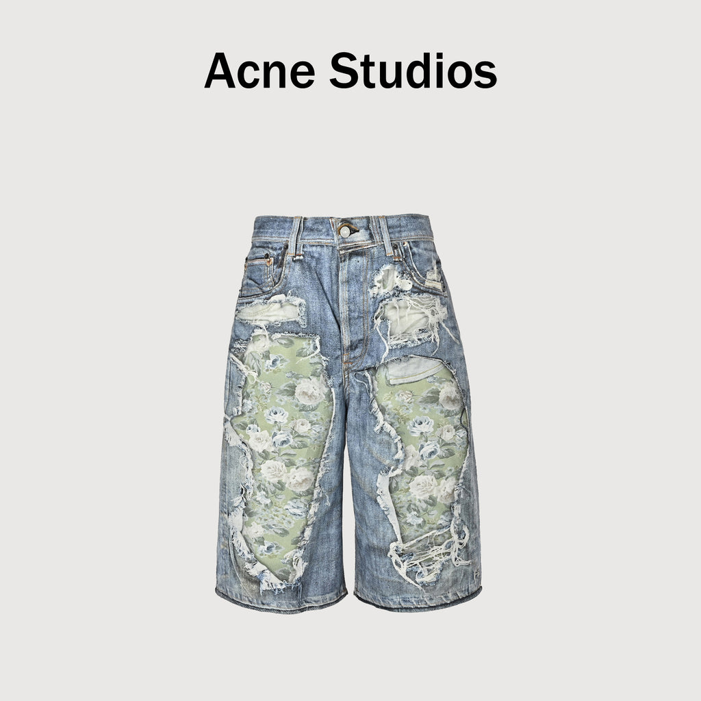 Acne Studios 3D Digital Floral Print Destroyed Denim Shorts – Unisex  NP4400524