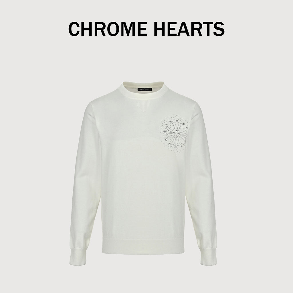 Chrome Hearts Hot-Fix Rhinestone Logo Knit Sweater – Creamxbk5200915