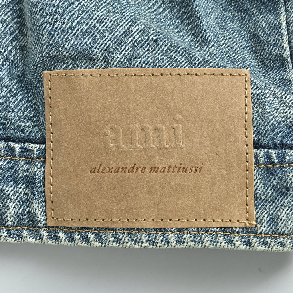 AMI Paris Yellow Heart Embroidered Washed Denim Jacket – Unisex  NP6000809