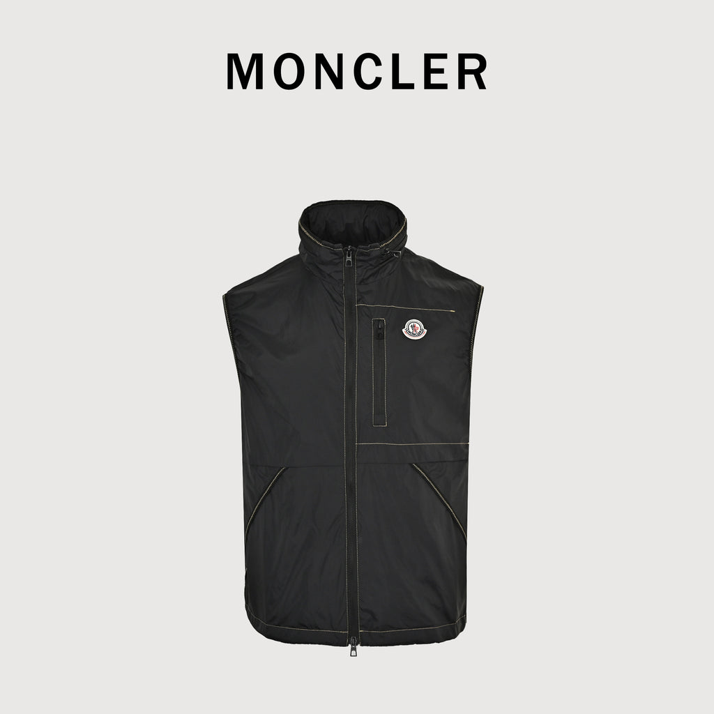 Moncler MC Badge Zip-Pocket Concealed-Hood Vest – Black – UnisexL10911A0016753A5E999