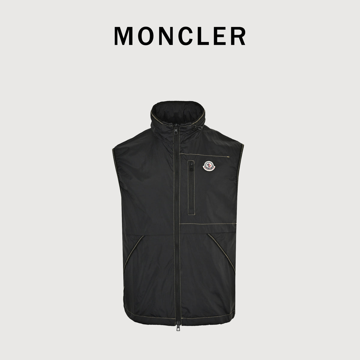 Moncler MC Badge Zip-Pocket Concealed-Hood Vest – Black – UnisexL10911A0016753A5E999