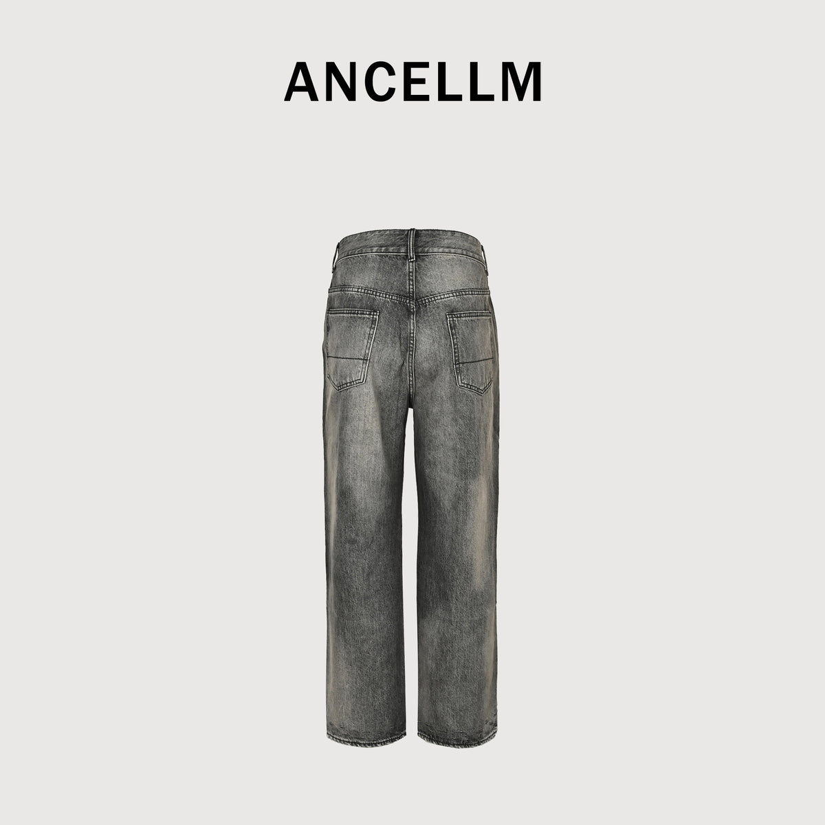 Ancellm 2025 Heavy Stone-Wash Distressed Tapered Denim – Washed Grey SG6400911