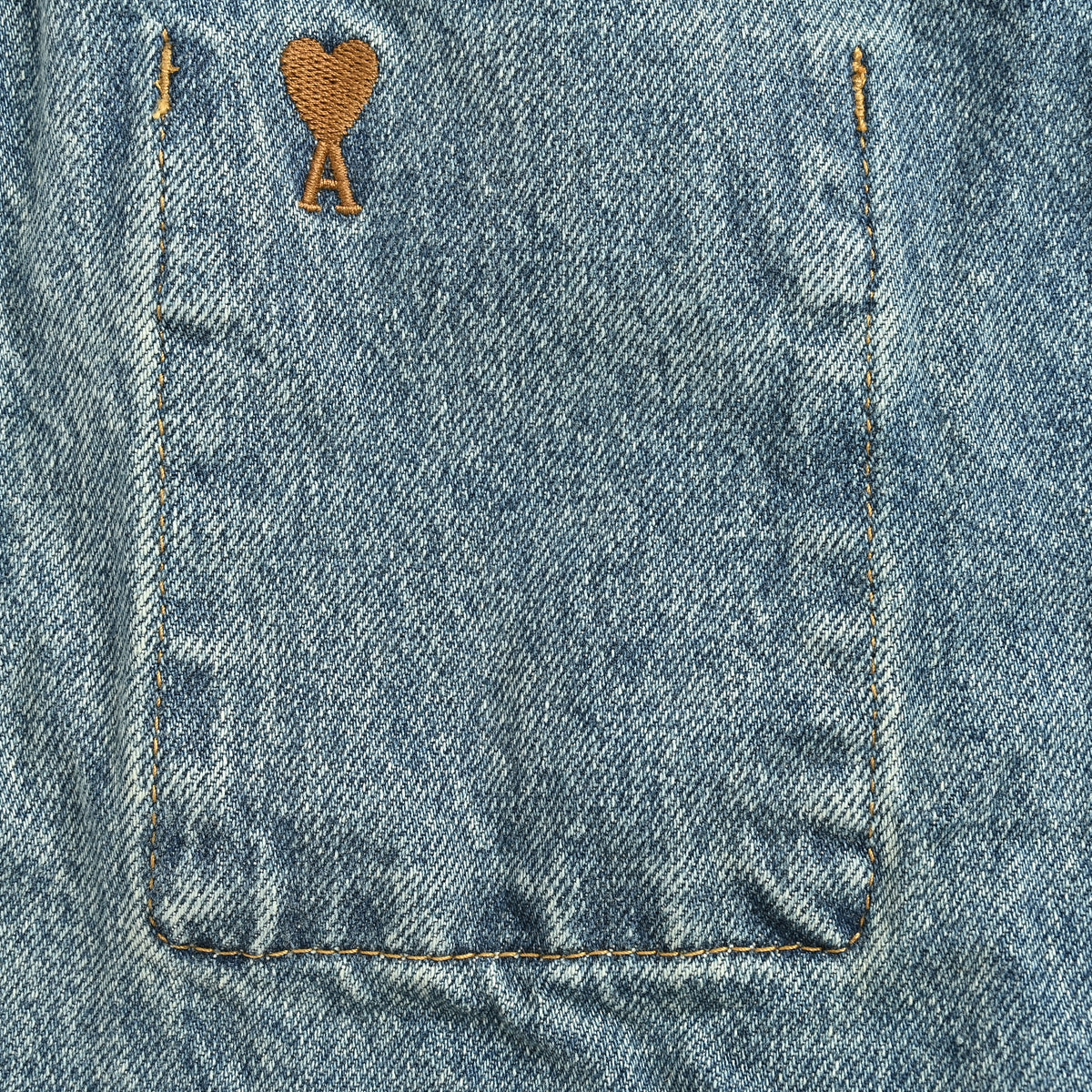 AMI Paris Yellow Heart Embroidered Washed Denim Jacket – Unisex  NP6000809