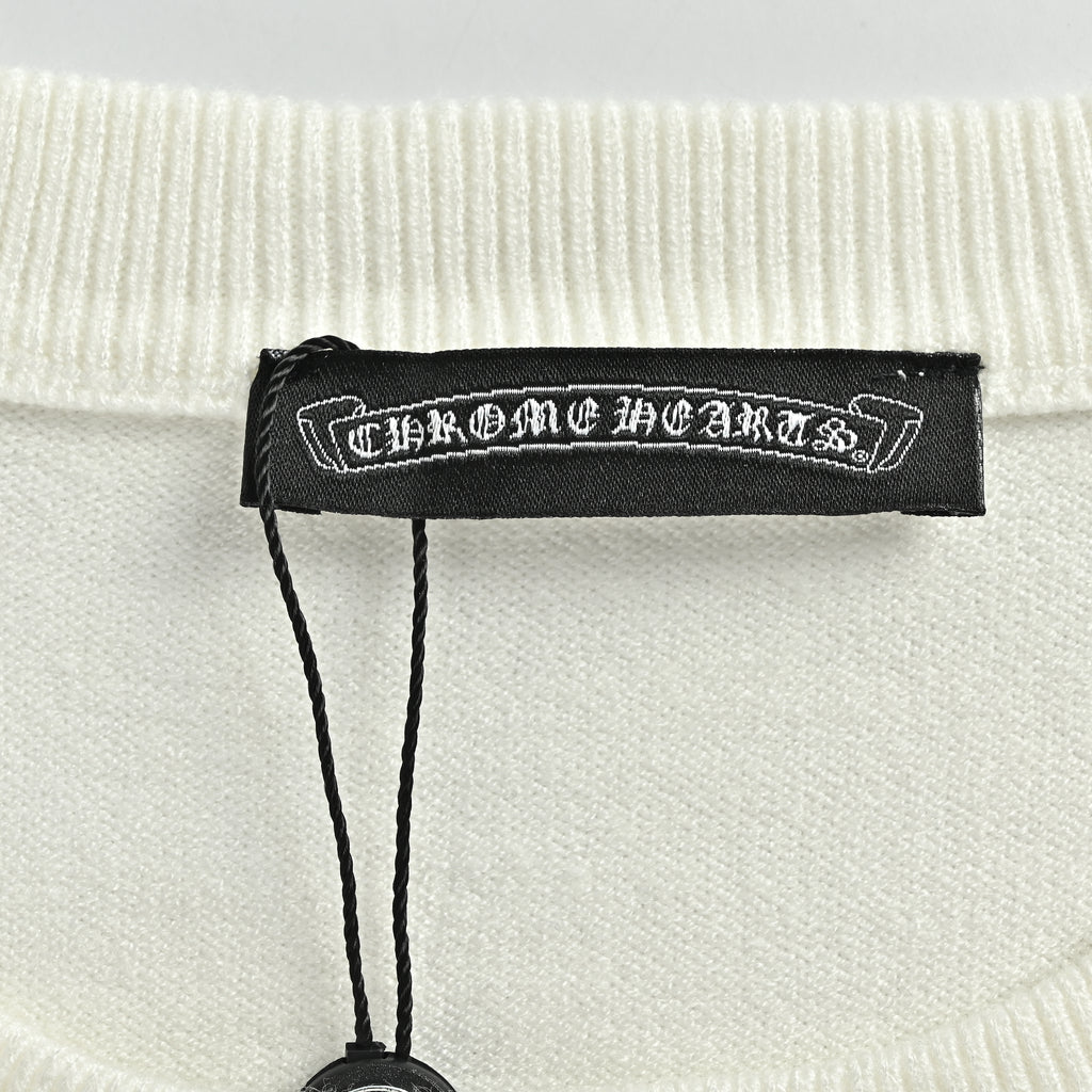 Chrome Hearts Hot-Fix Rhinestone Logo Knit Sweater – Creamxbk5200915