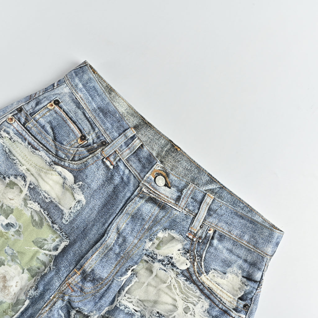 Acne Studios 3D Digital Floral Print Destroyed Denim Shorts – Unisex  NP4400524