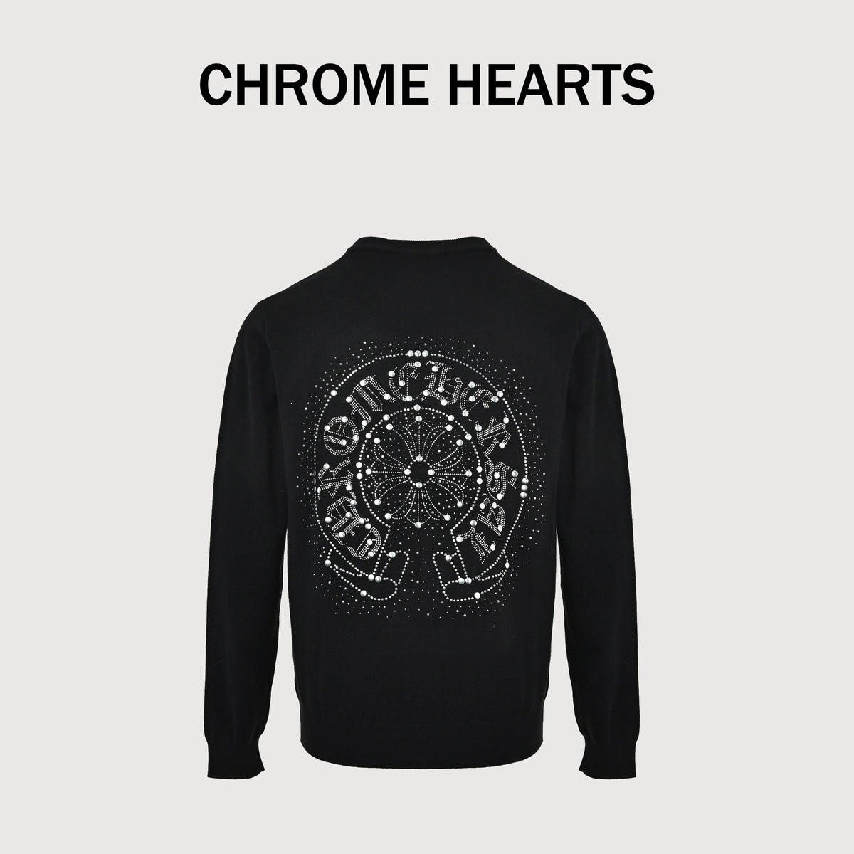 Chrome Hearts Hot-Fix Rhinestone Logo Knit Sweater – Blackxbk5200915-BLK