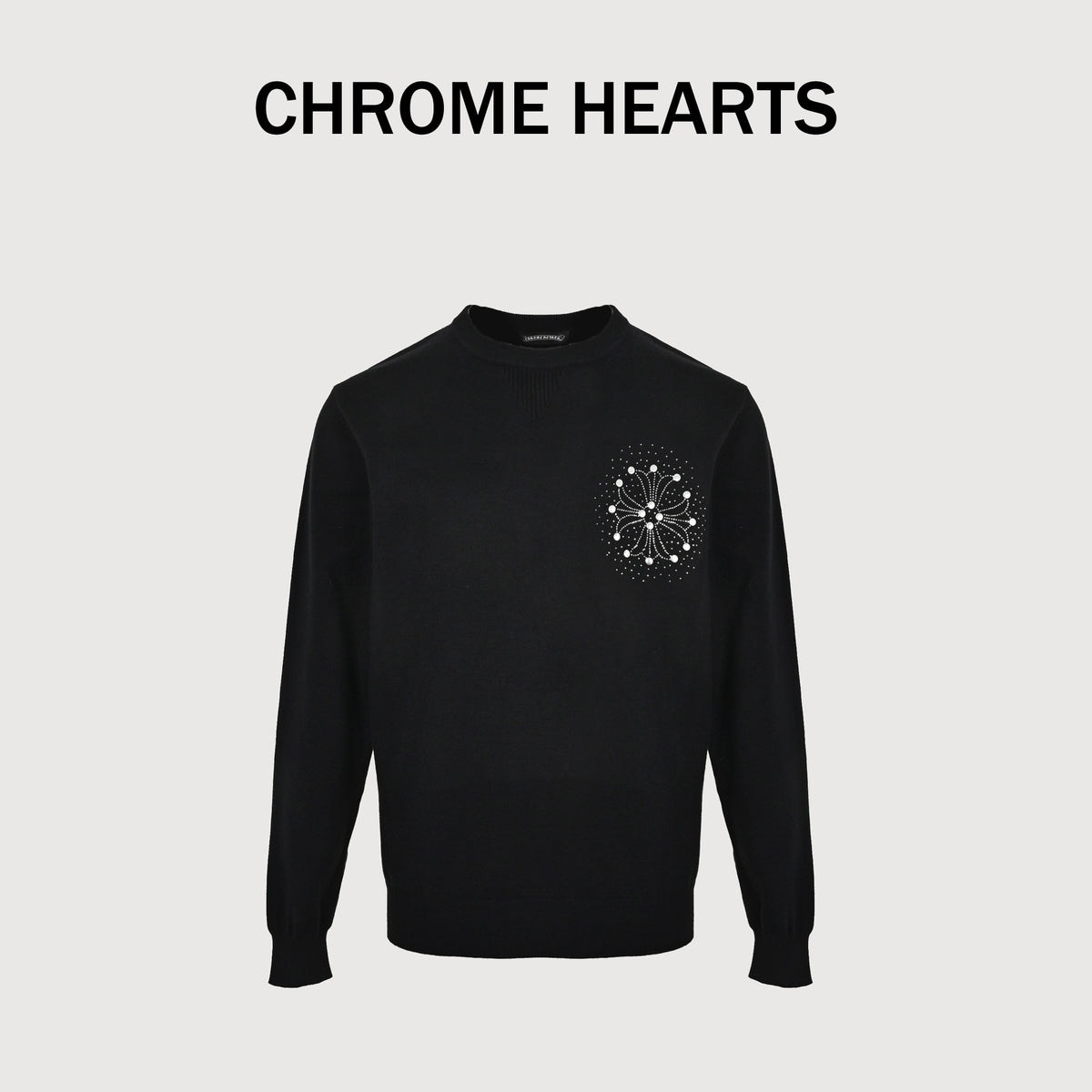 Chrome Hearts Hot-Fix Rhinestone Logo Knit Sweater – Blackxbk5200915-BLK