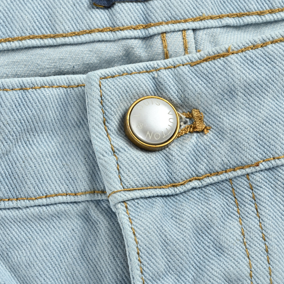 Louis Vuitton Logo Embroidery Pearl Rivet Five-Pocket Denim Shorts – Unisex R4000425