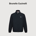 Brunello Cucinelli Travelwear Badge-Embroidered Zip Stand-Collar Jacket – NavyMM49A7433G-CKM3