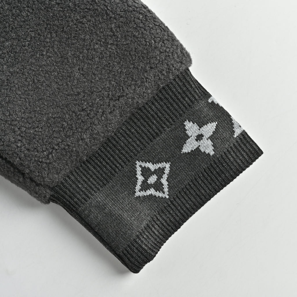Louis Vuitton LV Monogram Jacquard Trim Stand-Collar Fleece Jacket – Black – Unisex 1AIIRE