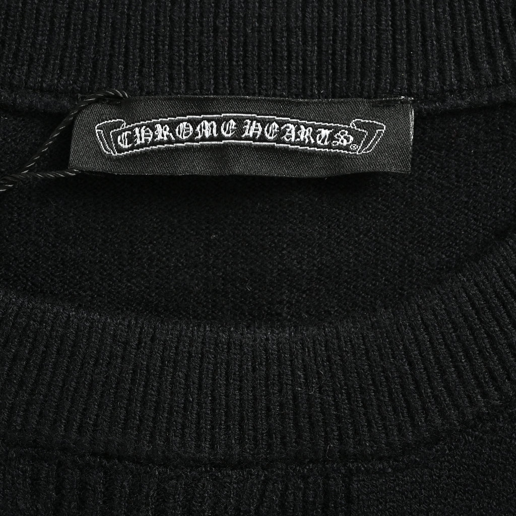 Chrome Hearts Hot-Fix Rhinestone Logo Knit Sweater – Blackxbk5200915-BLK