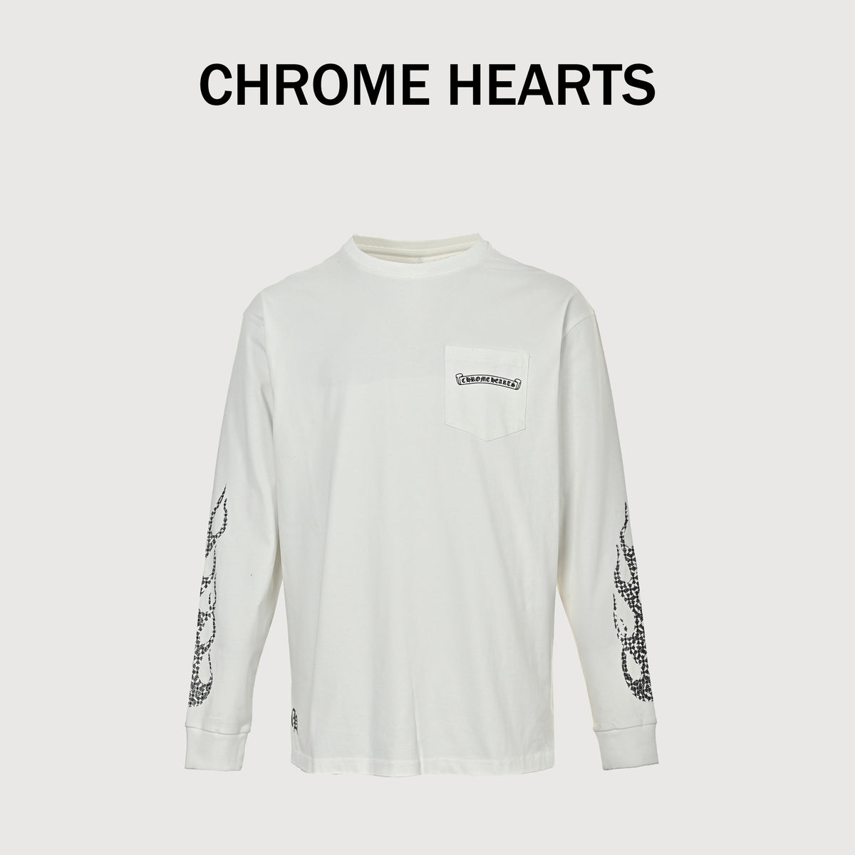 Chrome Hearts CH Cross Vertical-Stripe Print Long-Sleeve – White – Unisex SY3600905
