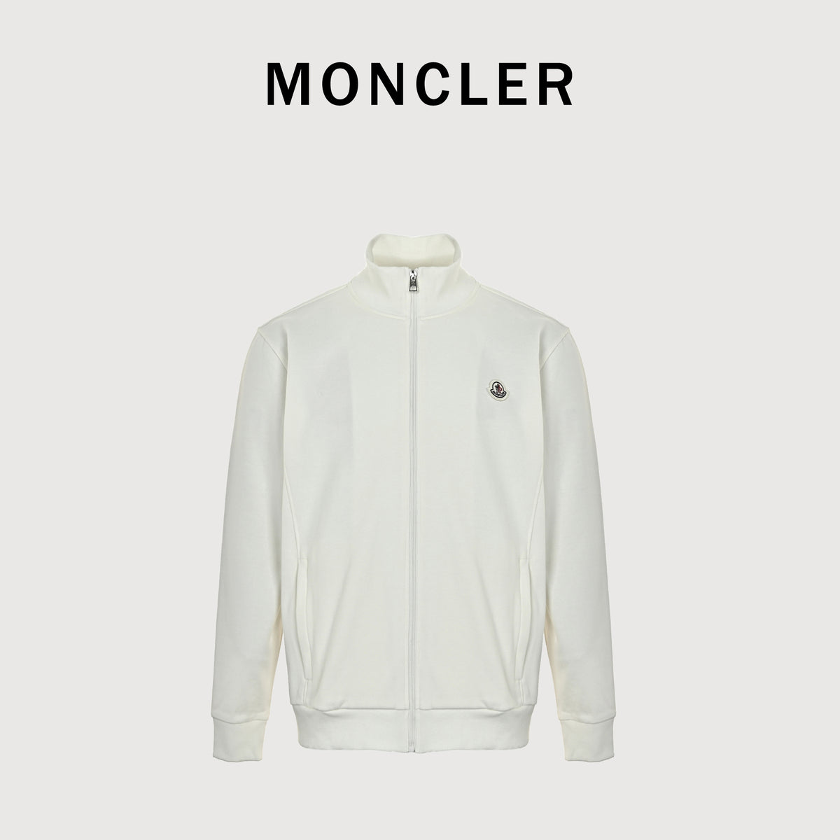 Moncler FW26 Classic Small-Badge Zip Track Jacket – Creamxbk5200915