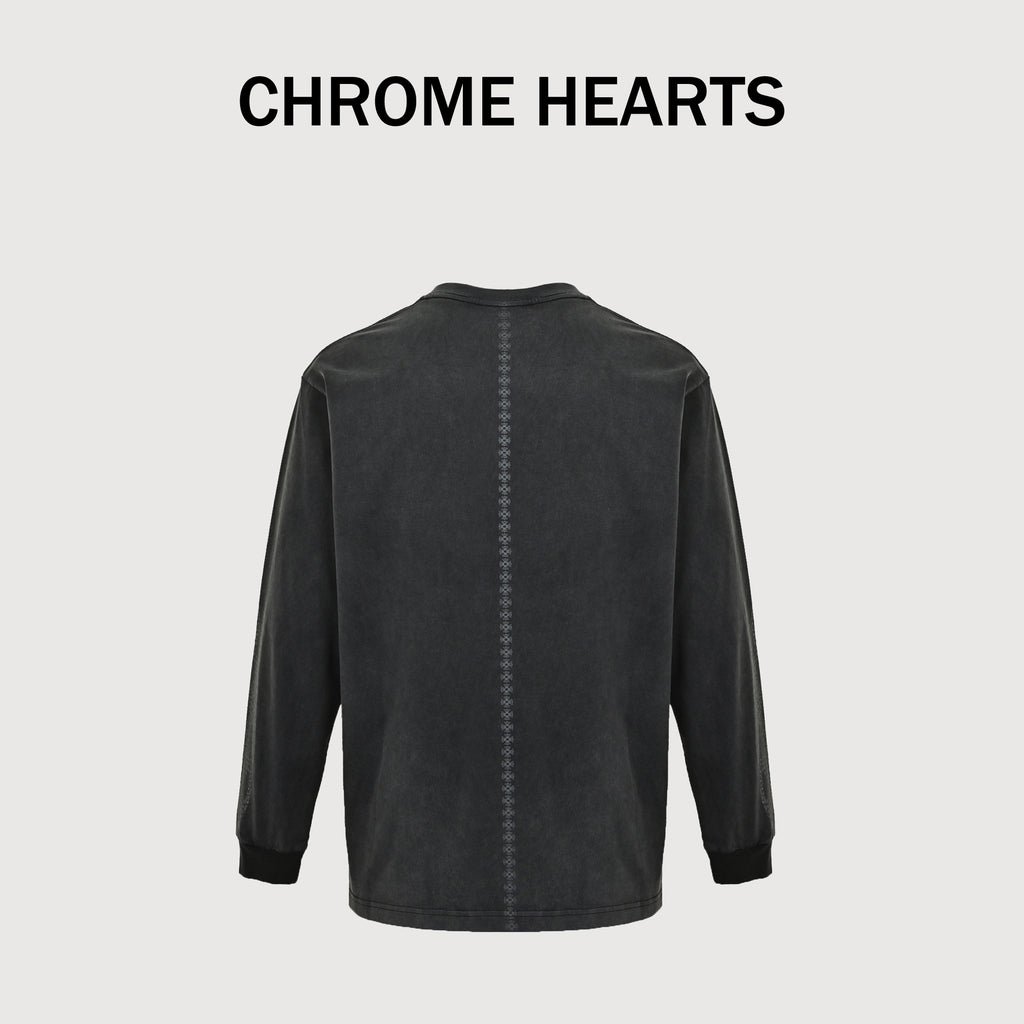 Chrome Hearts CH Flame Scroll Sleeve Print Long-Sleeve – Washed Black – Unisex CH-20264750