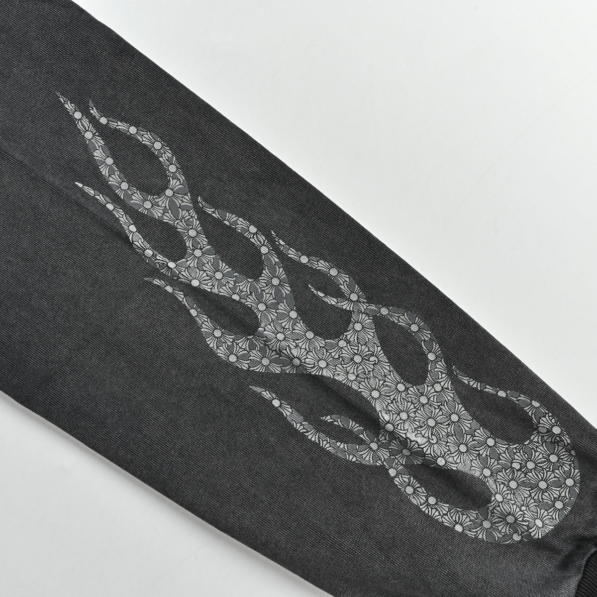 Chrome Hearts CH Flame Scroll Sleeve Print Long-Sleeve – Washed Black – Unisex CH-20264750