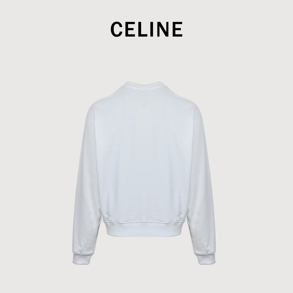 Celine CE Two-Color Arched Print Crewneck Sweatshirt – White – UnisexRY1191233-01RB