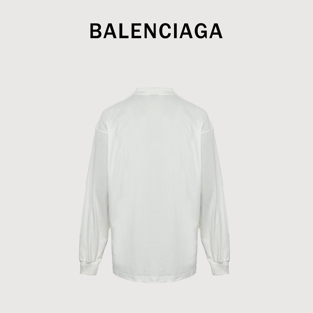 Balenciaga FW26 Rainbow Chalk-Effect Logo Long-Sleeve T-Shirt – WhiteA009CTTVVK99000