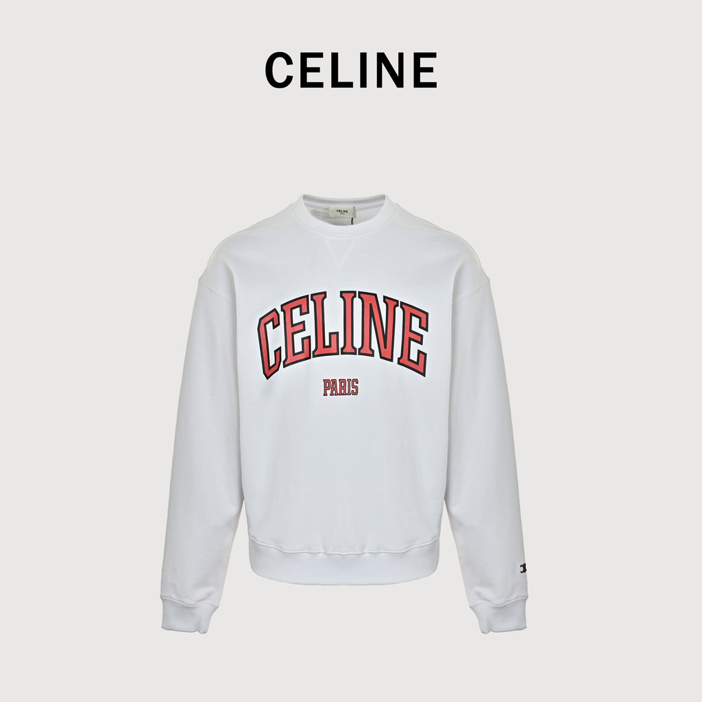 Celine CE Two-Color Arched Print Crewneck Sweatshirt – White – UnisexRY1191233-01RB