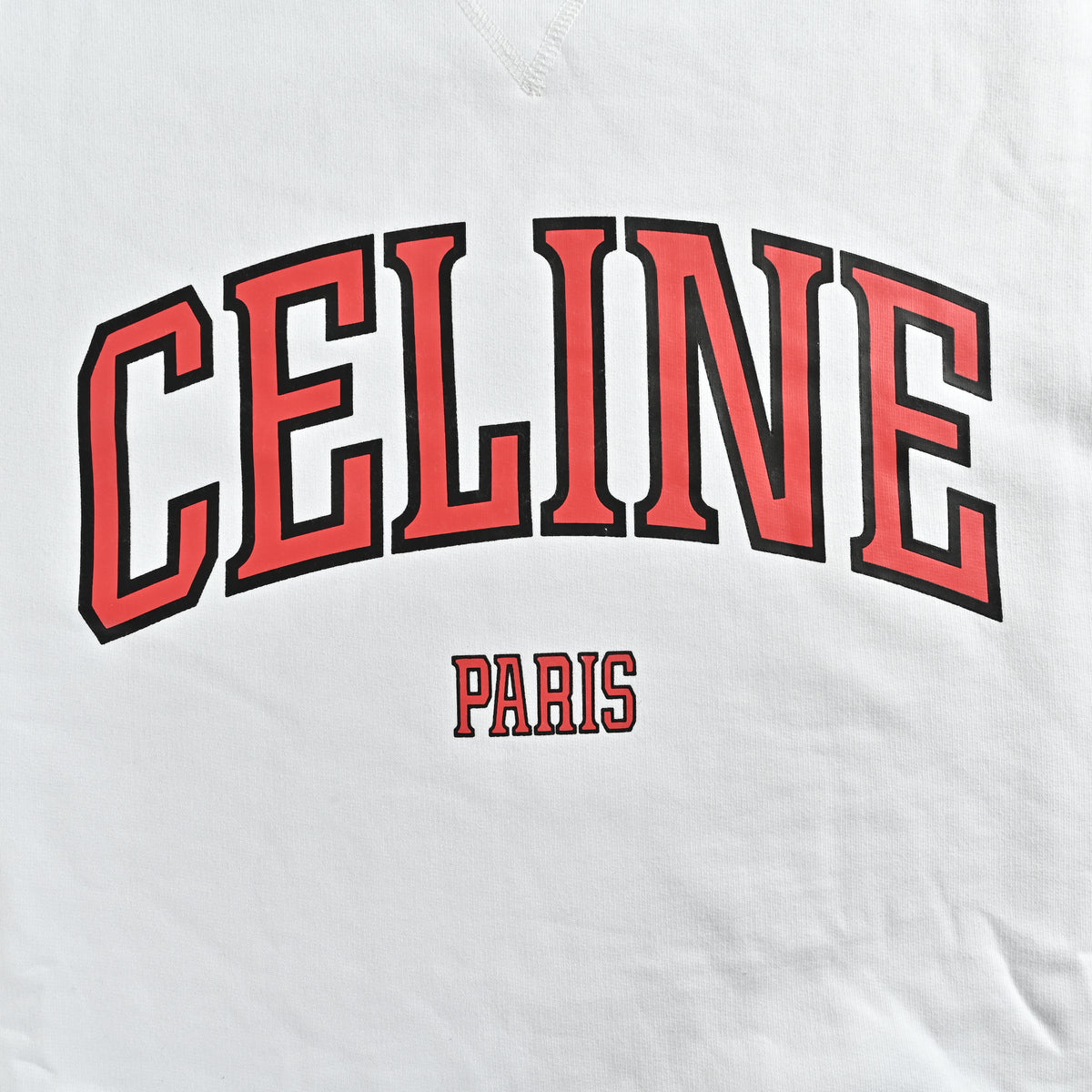 Celine CE Two-Color Arched Print Crewneck Sweatshirt – White – UnisexRY1191233-01RB