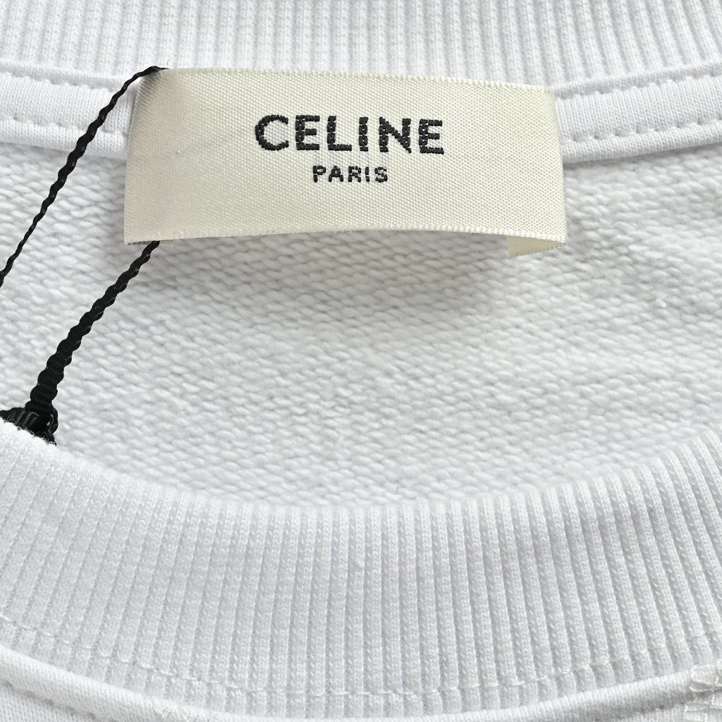 Celine CE Two-Color Arched Print Crewneck Sweatshirt – White – UnisexRY1191233-01RB