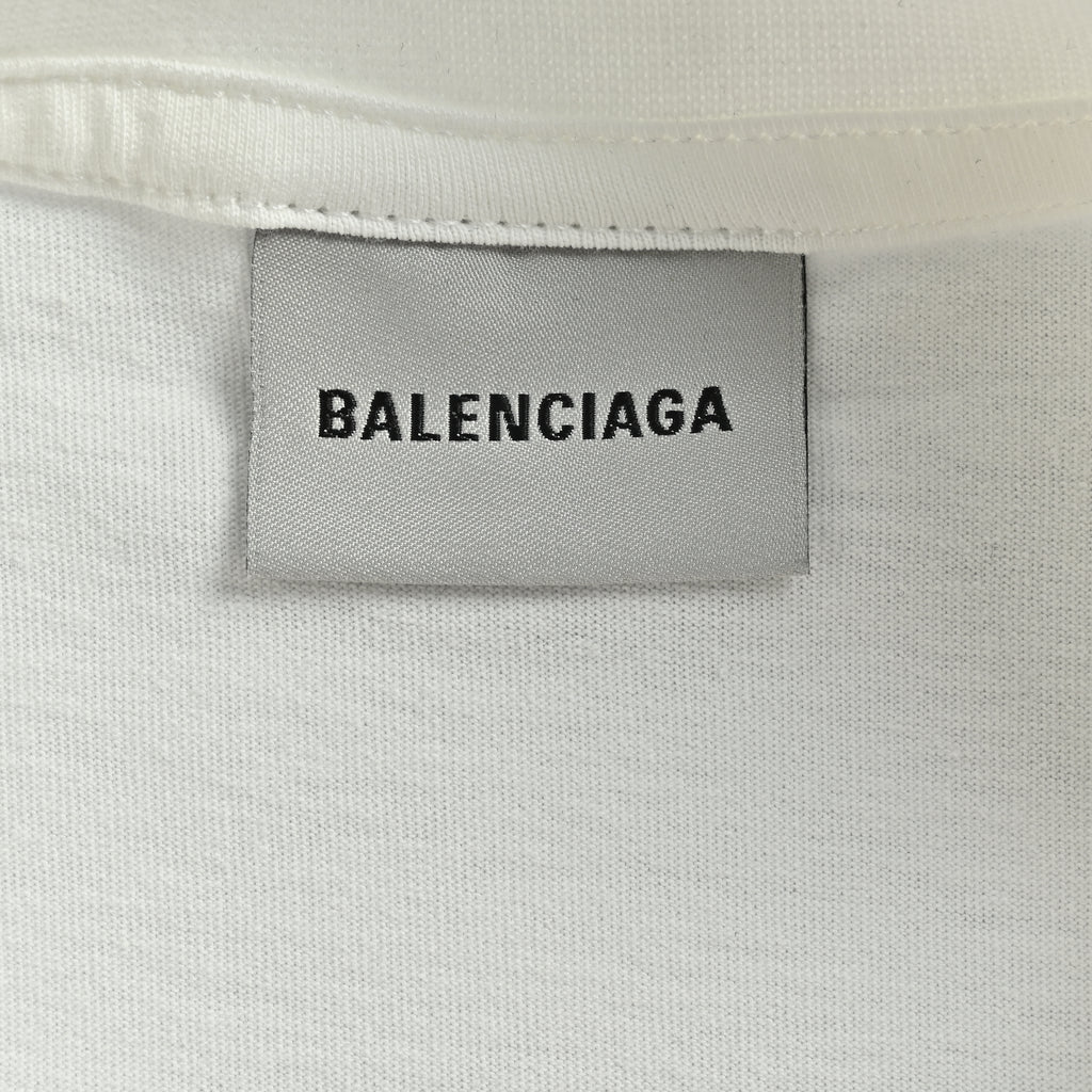 Balenciaga FW26 Rainbow Chalk-Effect Logo Long-Sleeve T-Shirt – WhiteA009CTTVVK99000