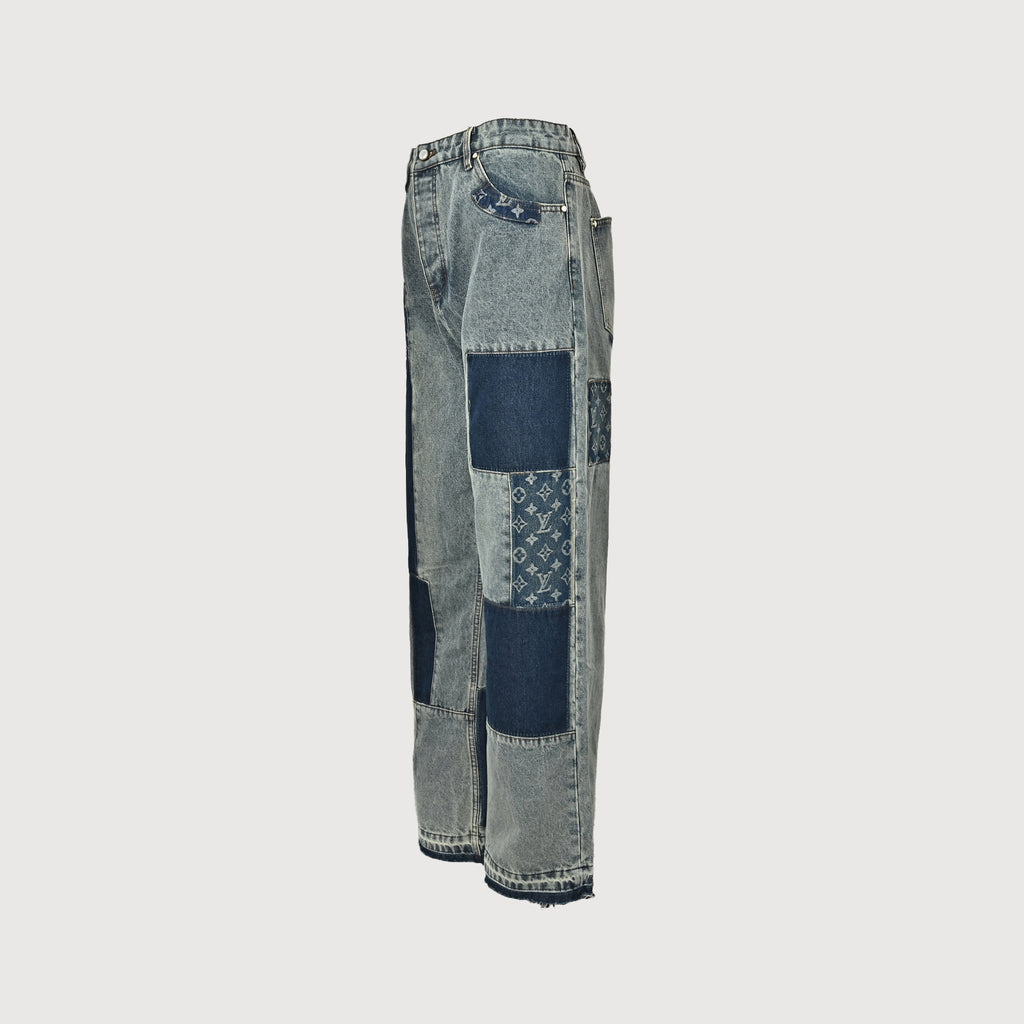 Louis Vuitton Monogram Patch Skate Wide-Leg Denim Jeans – Unisex R5200716