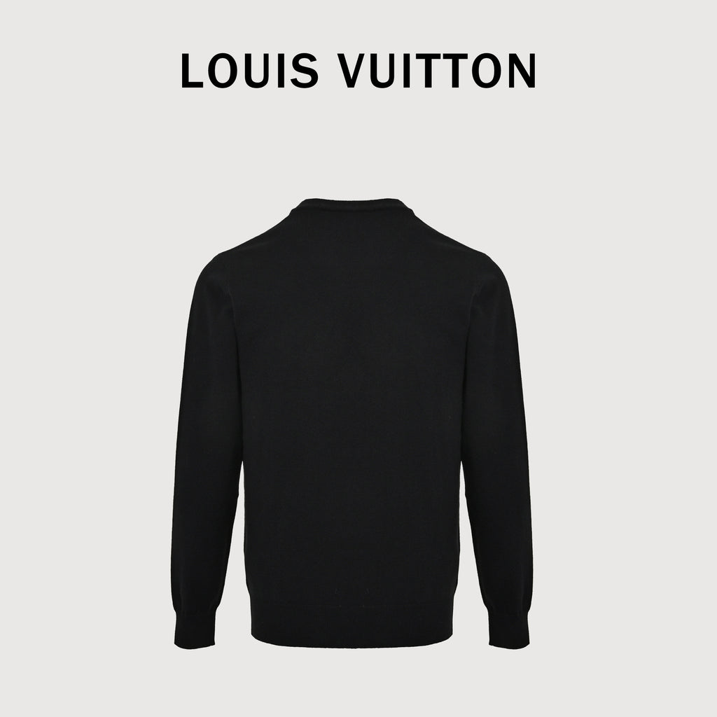 Louis Vuitton FW26 Blue Gesture Intarsia Fine-Knit Sweater – BlackXBK5200915
